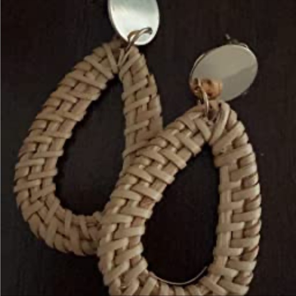 Boho Rattan Earrings - Picture 2 of 4